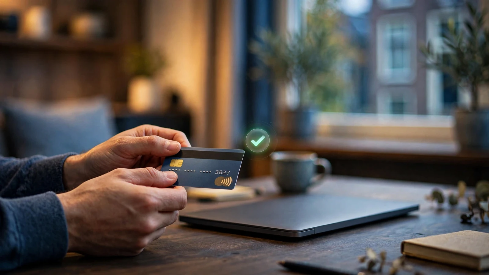 Creditcard betaling bij online casino op laptop